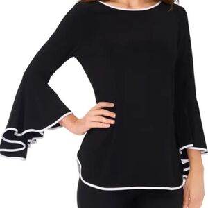 New With Tags Black Top with Flared Sleeves